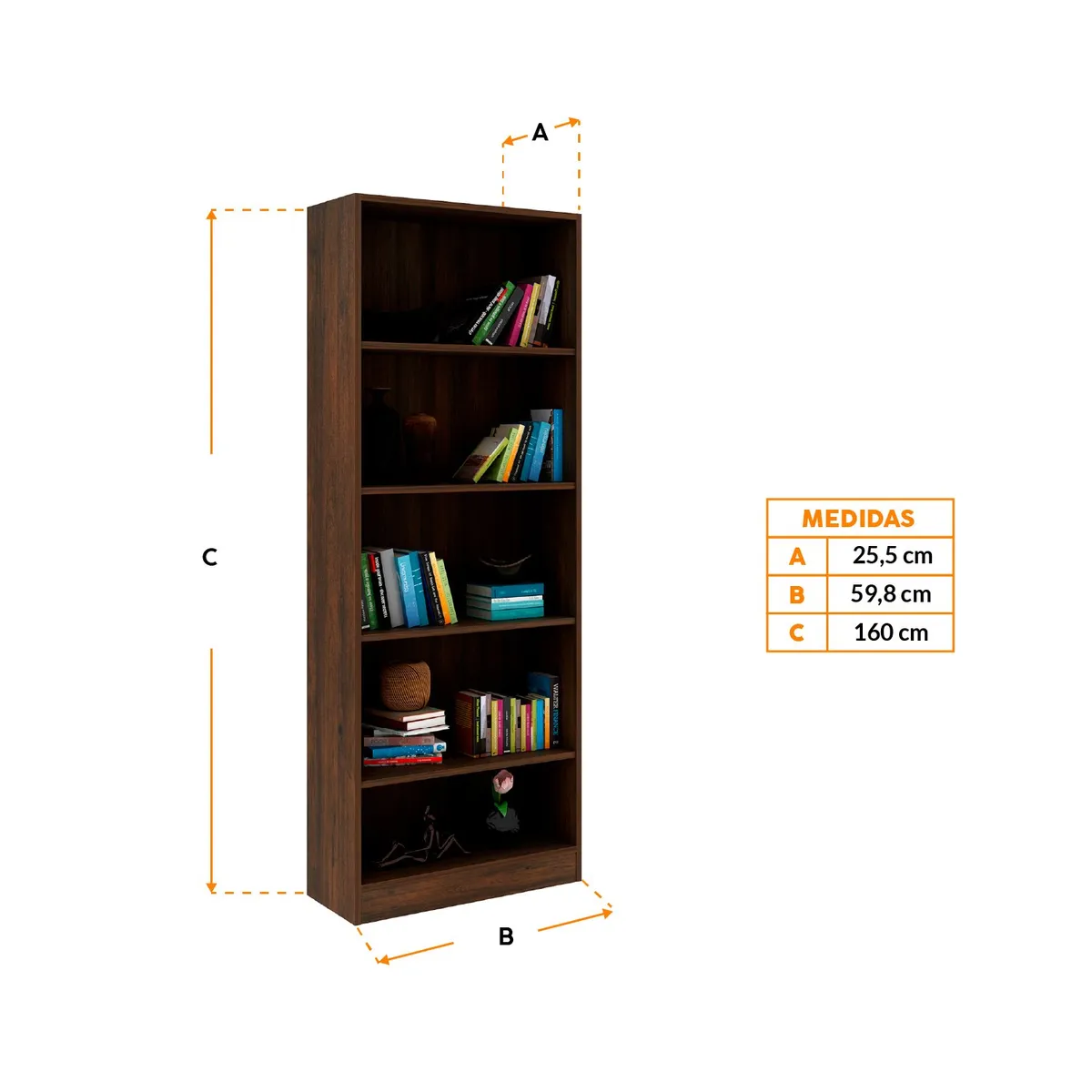 BONNO - Librero Biblioteca Cork Rustico Bonno