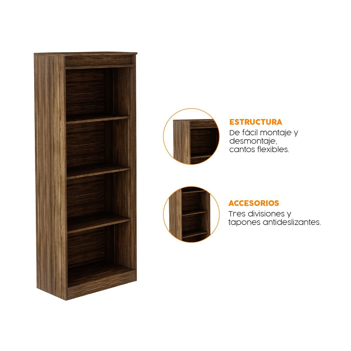 BONNO - Librero Biblioteca Burdeos Nogal Bonno