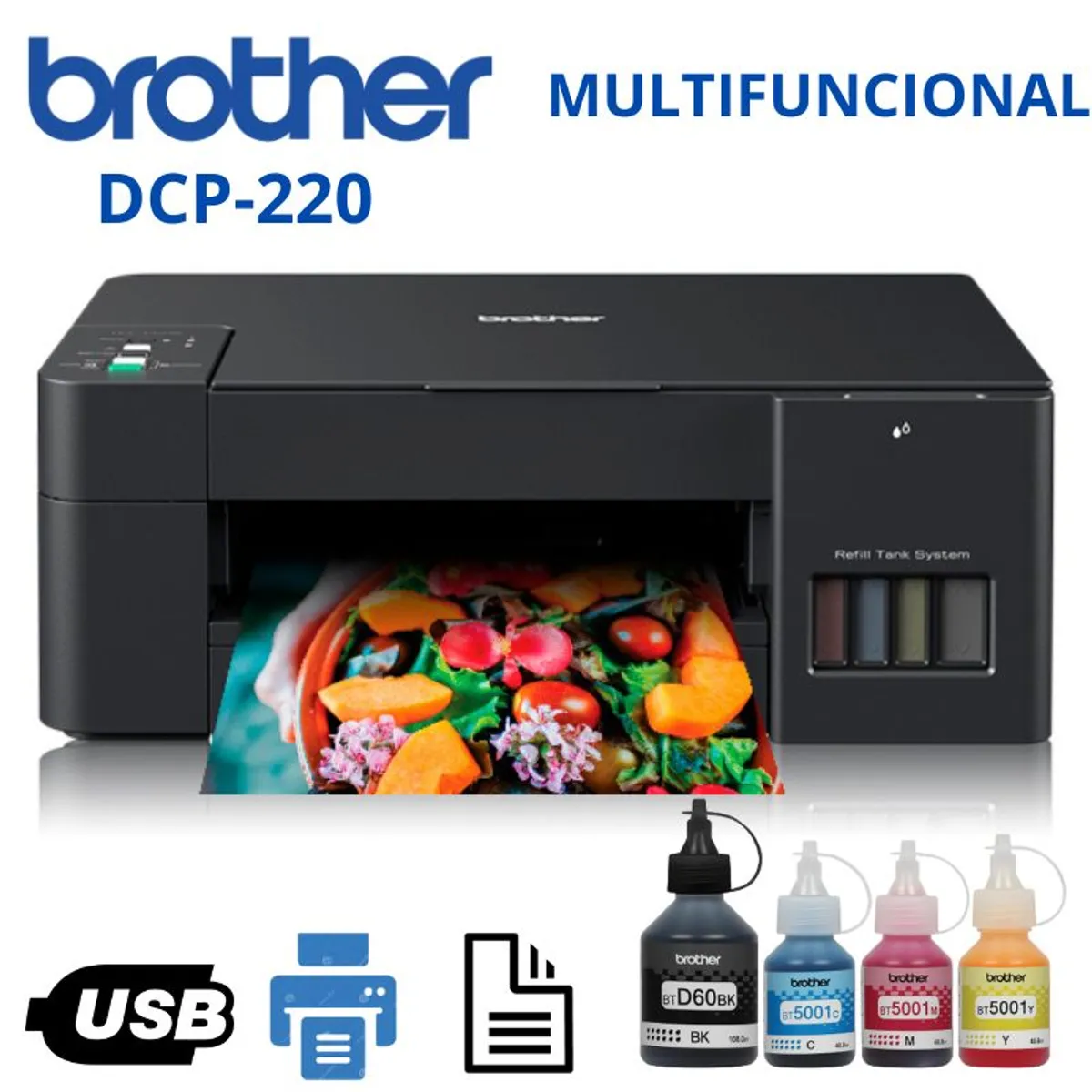 BROTHER - Impresora Multifuncional Brother DCP-T220 USB