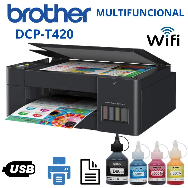 BROTHER - Impresora Multifuncional Brother DCP-T420W Wifi