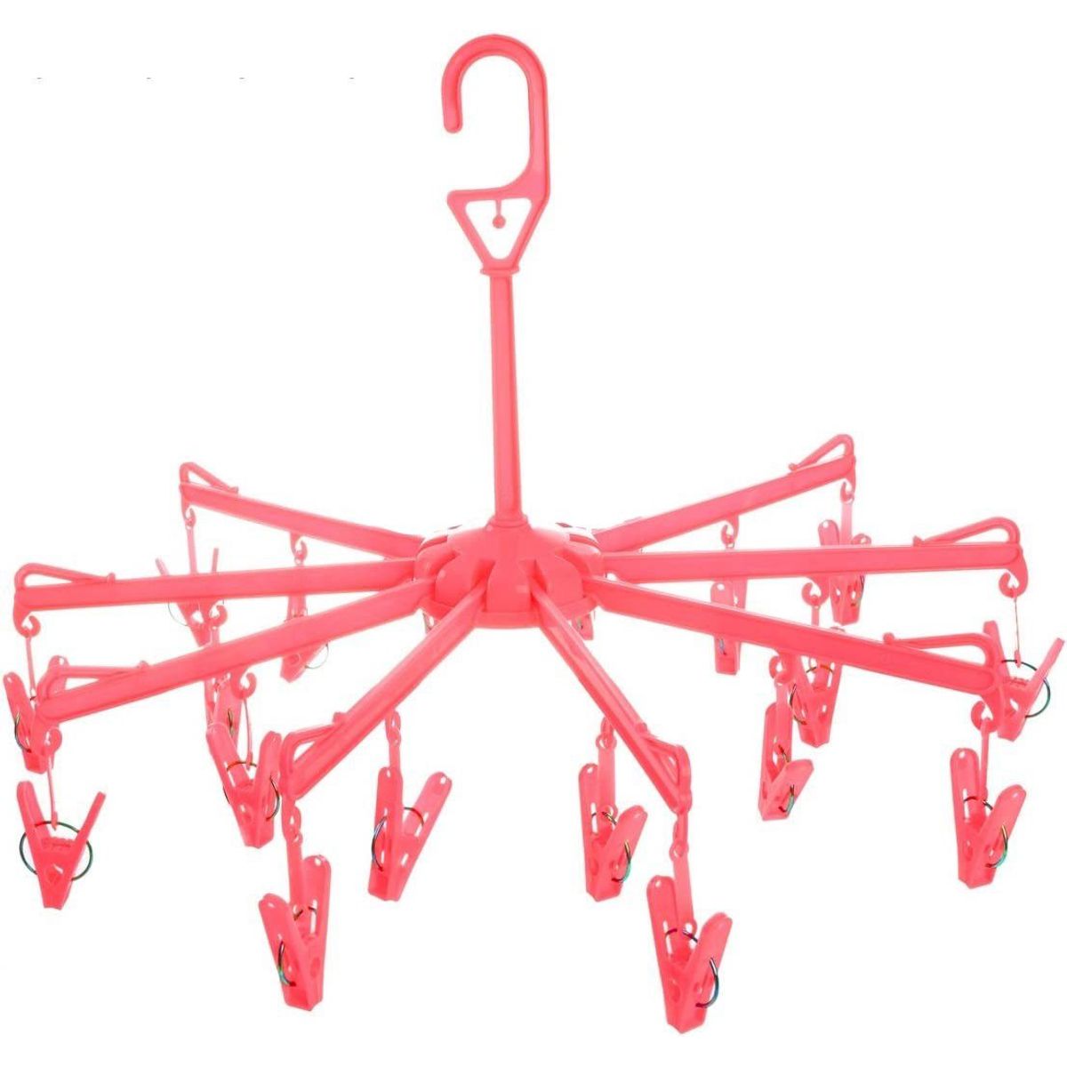 GENERICO - Colgador de ropa organizador de 16 ganchos tendedero ROSADO