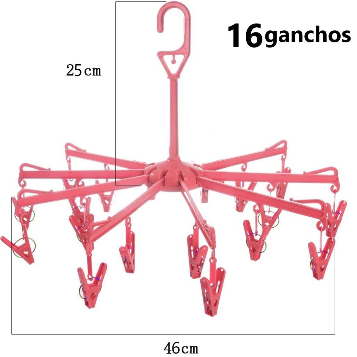 GENERICO - Colgador de ropa organizador de 16 ganchos tendedero ROSADO