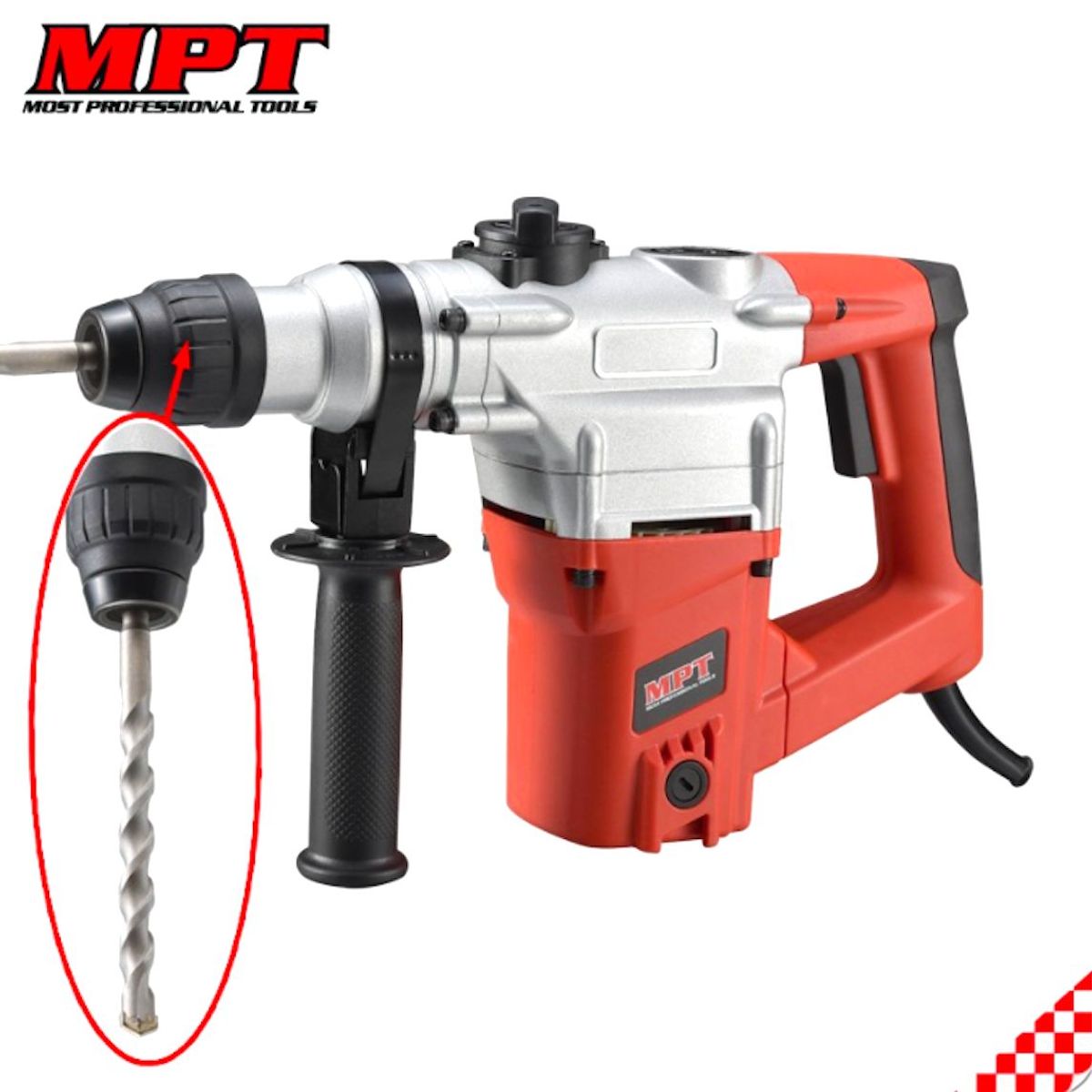 GENERICO - ROTOMARTILLO GIRATORIO ELÉCTRICO 1050W PROFESIONAL SDS PLUS MPT TOOLS