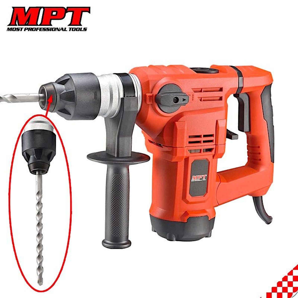 GENERICO - ROTOMARTILLO GIRATORIO ELÉCTRICO 1500W PROFESIONAL SDS PLUS MPT TOOLS