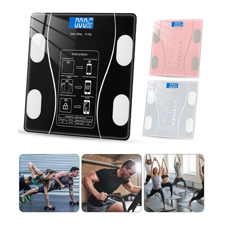 GENERICO - Balanza para peso corporal hasta 180 kg Báscula a pila NEGRO