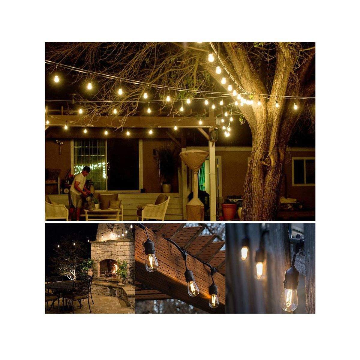 GENERICO - Guirnalda de 10 metros y 20 socket para bombillas