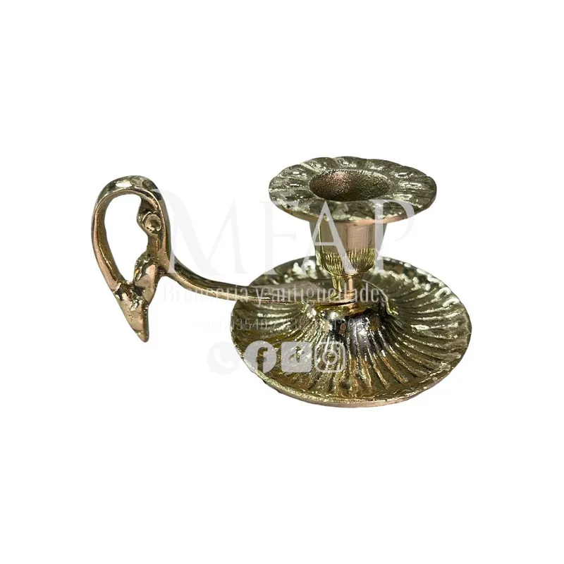 MFAP BRONCERIA Y ANTIGUEDADES - candelabro de una vela en bronce con asa