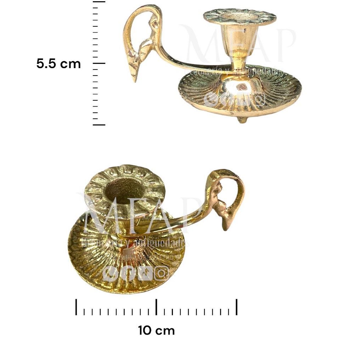 MFAP BRONCERIA Y ANTIGUEDADES - candelabro de una vela en bronce con asa