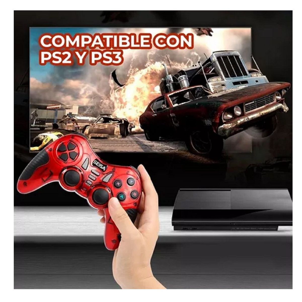 SEISA - Mando Seisa SJ-913 Inalambrico Pc Ps2 Ps3 Android Smart Tv
