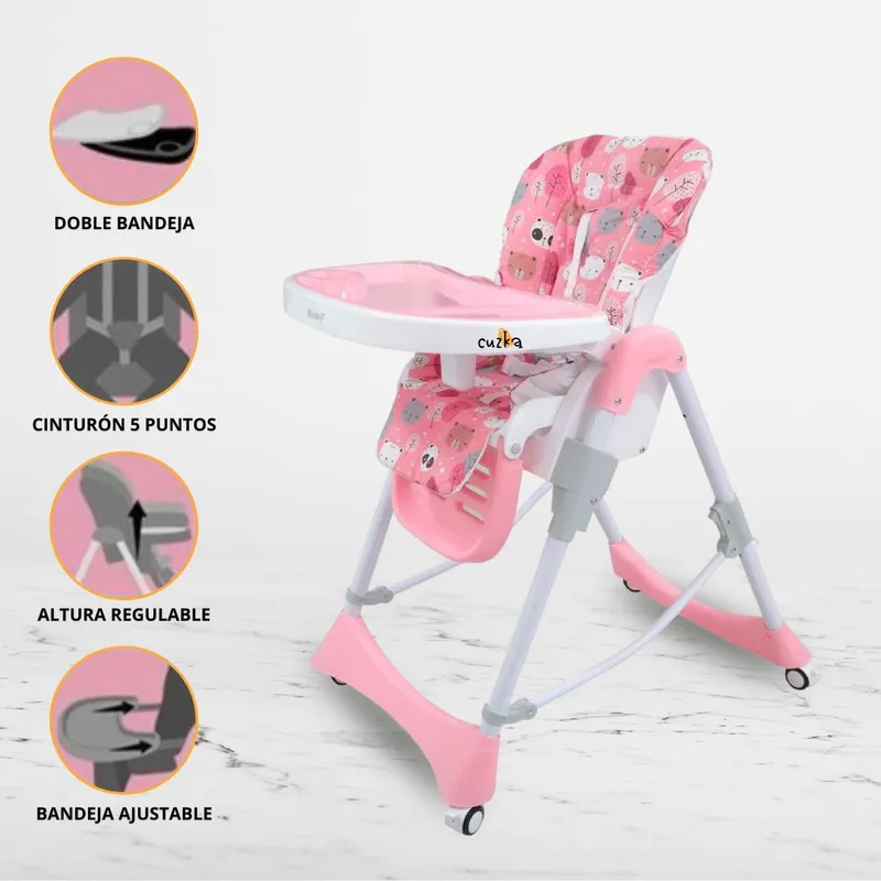 EBABY - Silla de Comer Graduable para Bebé »LORI» Pink