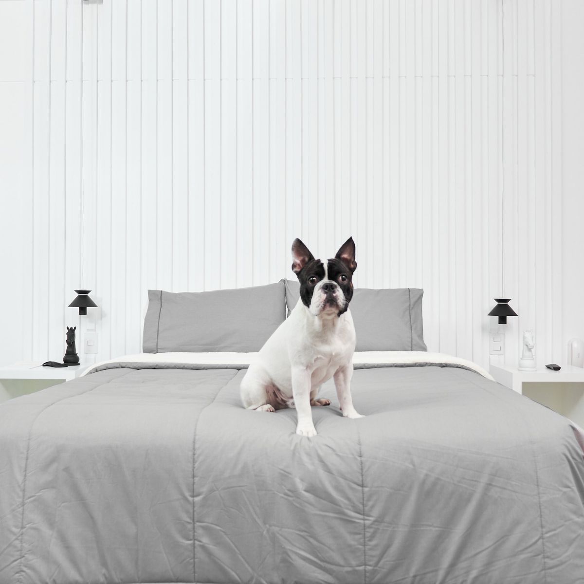 COBITEX HOME - Sábanas + Edredón con corderito Queen Gris Cobitex 100 algodón