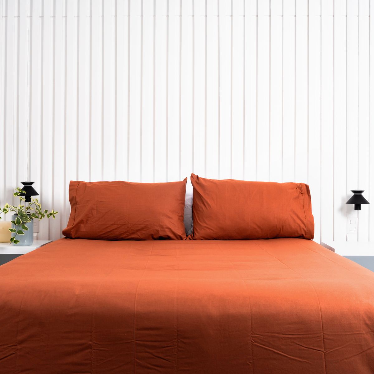 COBITEX HOME - Sábanas + Edredón con corderito 2 plazas Ladrillo Cobitex 100% algodón