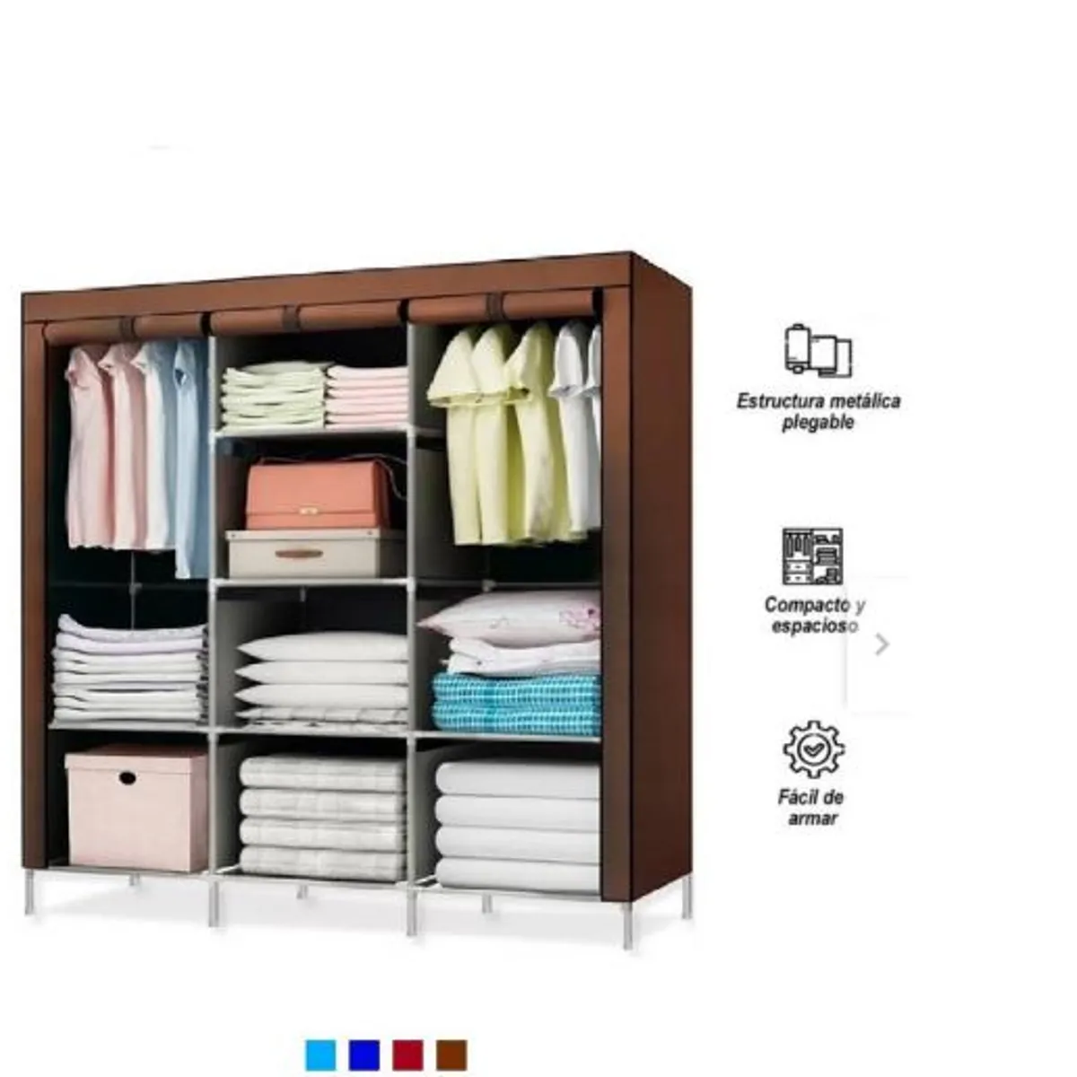 GENERICO - Ropero armable 3 cuerpos estante para colgadores COLOR MASCULINO