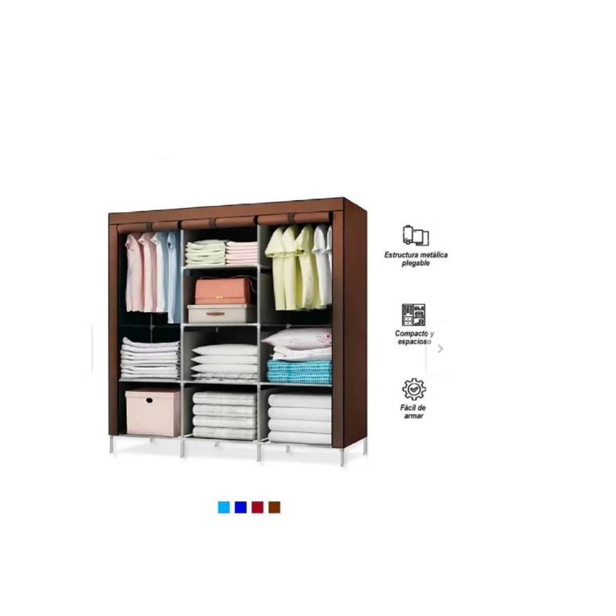 GENERICO - Ropero armable 3 cuerpos estante para colgadores COLOR MASCULINO