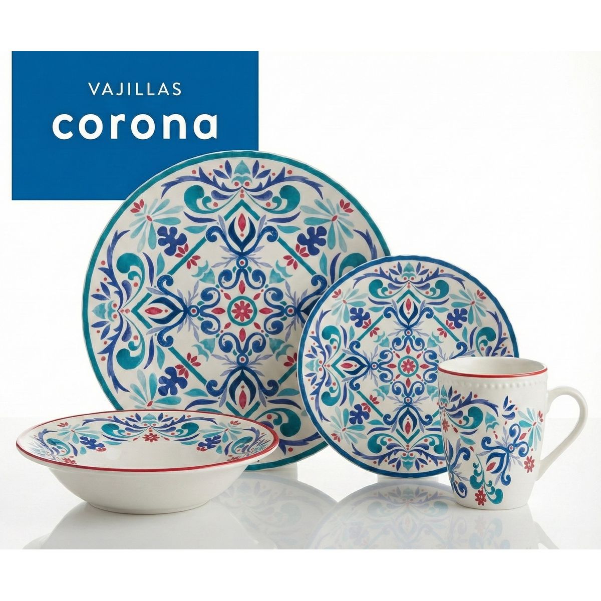CORONA - Juego de Vajilla 16 Piezas Antonella Corona