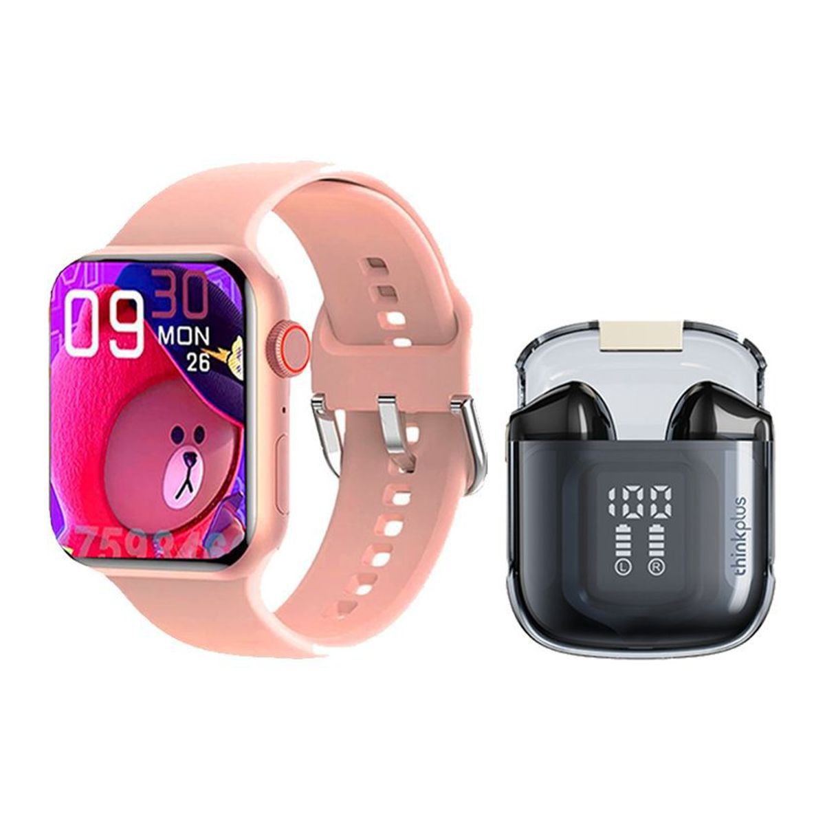 LENOVO - Lenovo LP6 Pro De Audífonos tws-Negro y Toumi Watch 2 Max-Rosa