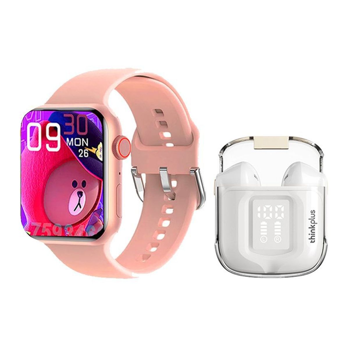 LENOVO - Lenovo LP6 Pro De Audífonos tws-Blanco y Toumi Watch 2 Max-Rosa