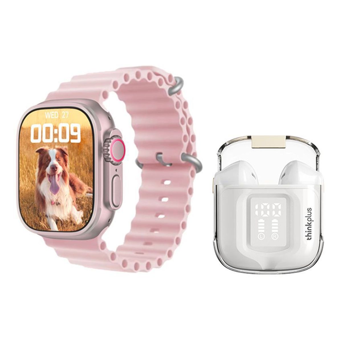 LENOVO - Lenovo LP6 Pro De Audífonos tws-Blanco y Toumi Watch S8-Rosa