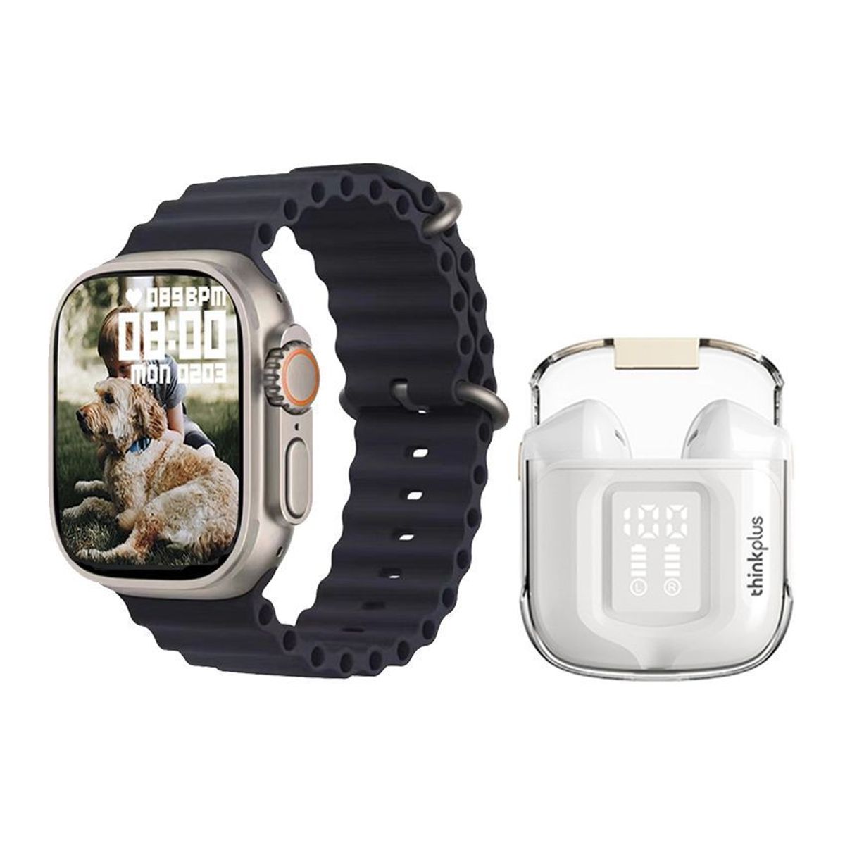 LENOVO - Lenovo LP6 Pro De Audífonos tws-Blanco y Toumi Watch S8-Negro