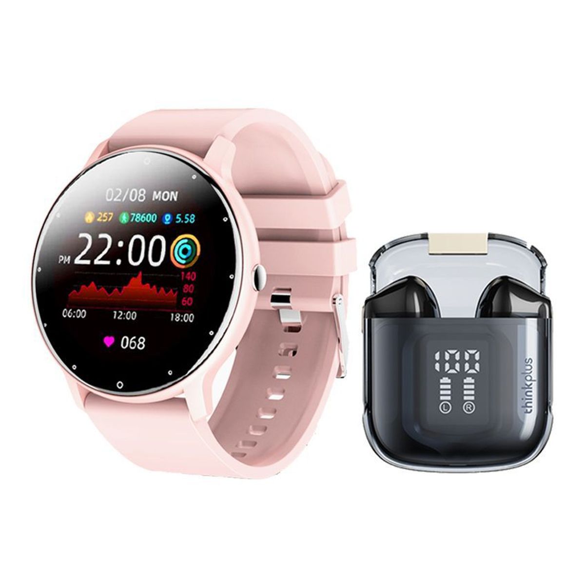 LENOVO - Lenovo LP6 Pro De Audífonos tws-Negro y Toumi Watch Fit 2-Rosa