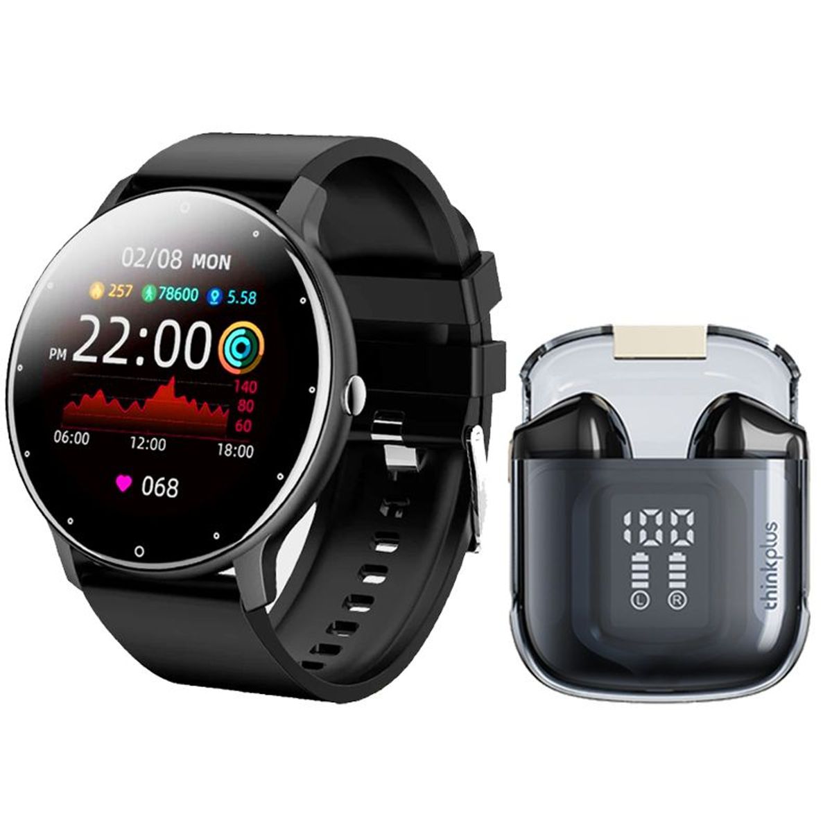 LENOVO - Lenovo LP6 Pro De Audífonos tws-Negro y Toumi Watch Fit 2-Negro