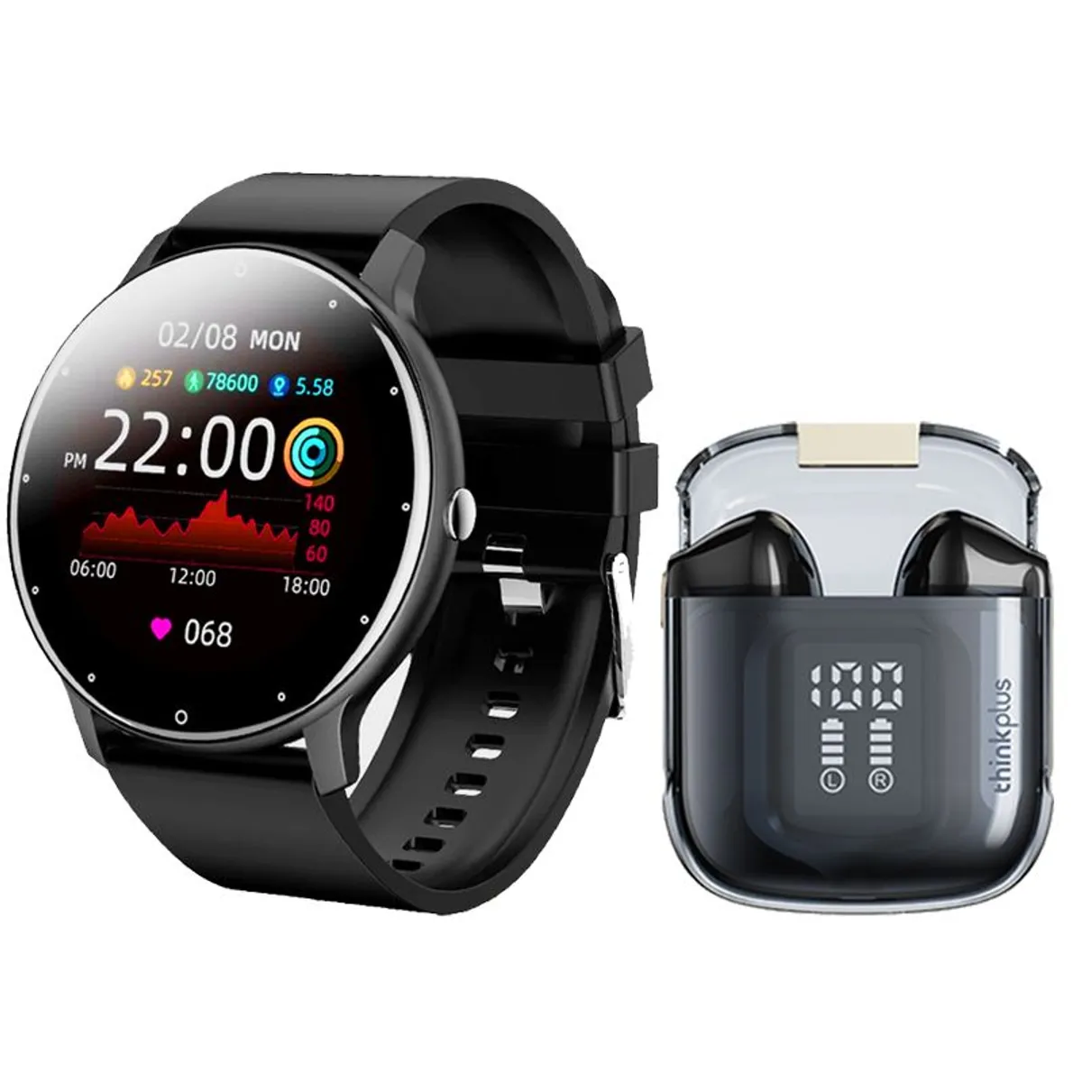 LENOVO - Lenovo LP6 Pro De Audífonos tws-Negro y Toumi Watch Fit 2-Negro