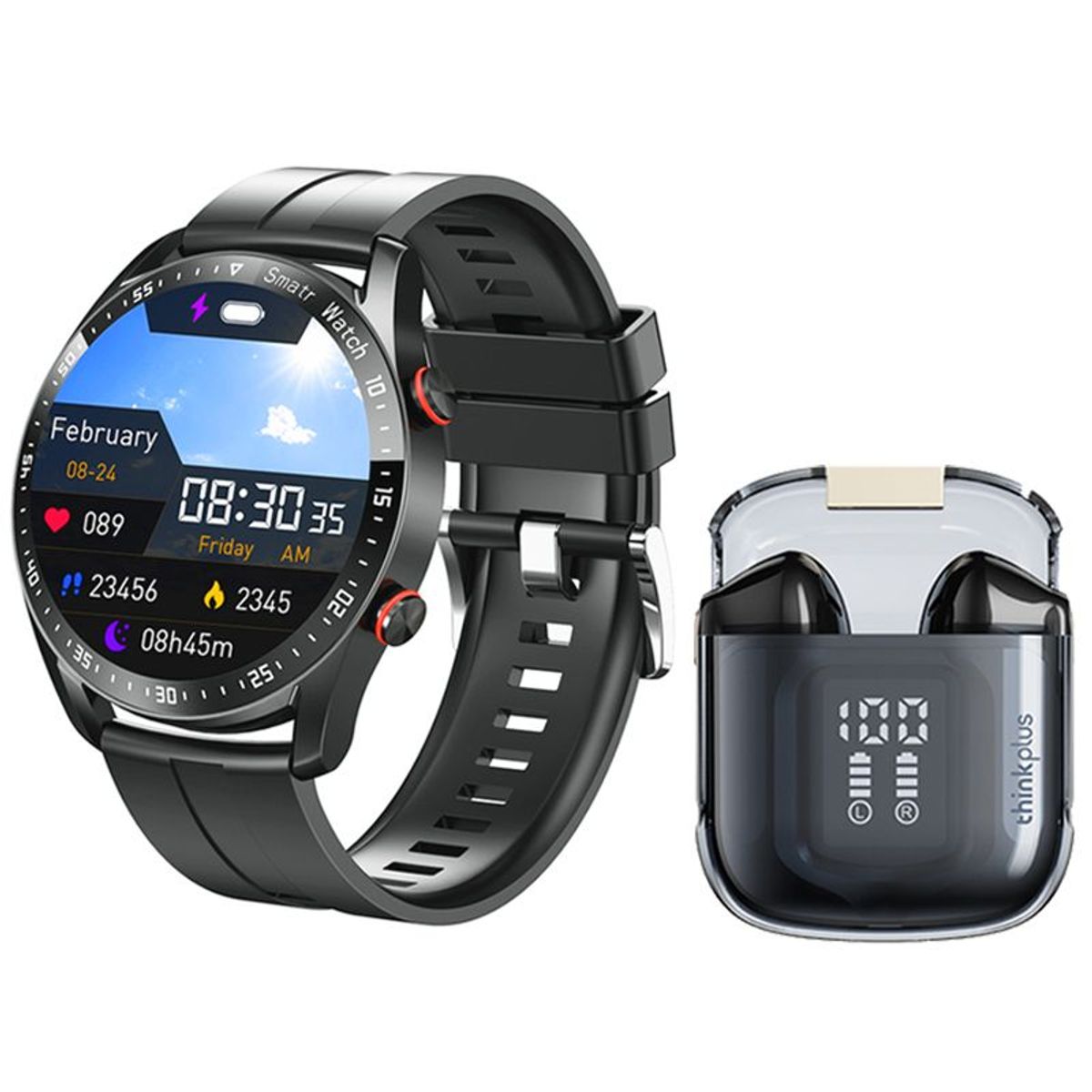 LENOVO - Lenovo LP6 Pro De Audífonos tws-Negro y Toumi Watch GT-X-Negro