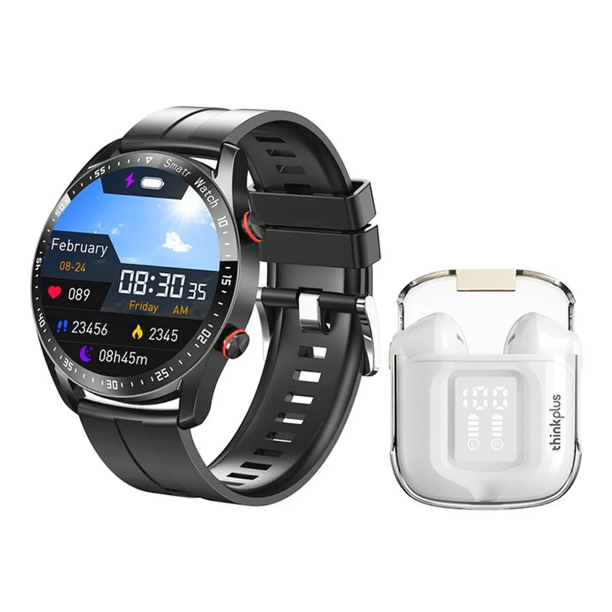 LENOVO - Lenovo LP6 Pro De Audífonos tws-Blanco y Toumi Watch GT-X-Negro
