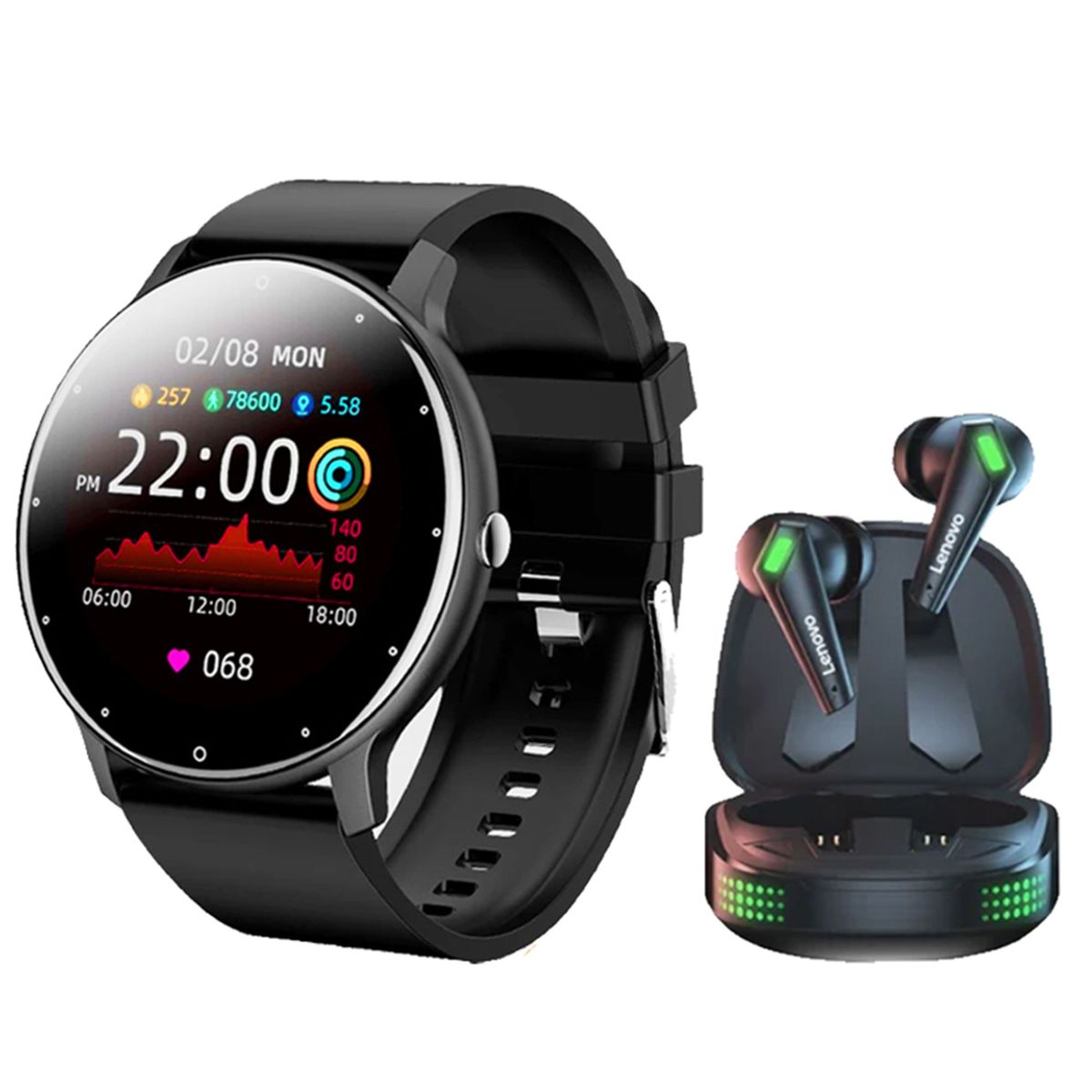 LENOVO - Lenovo XT85II De Auriculares tws-Negro y Toumi Watch Fit 2-Negro
