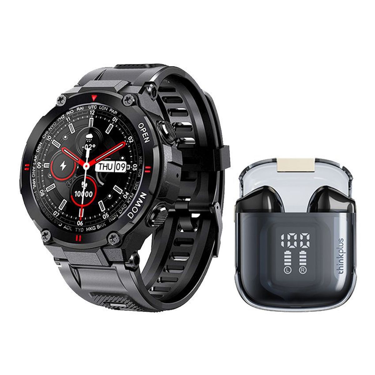 LENOVO - Lenovo LP6 Pro De Audífonos tws-Negro y Toumi Watch T-MIX-Negro