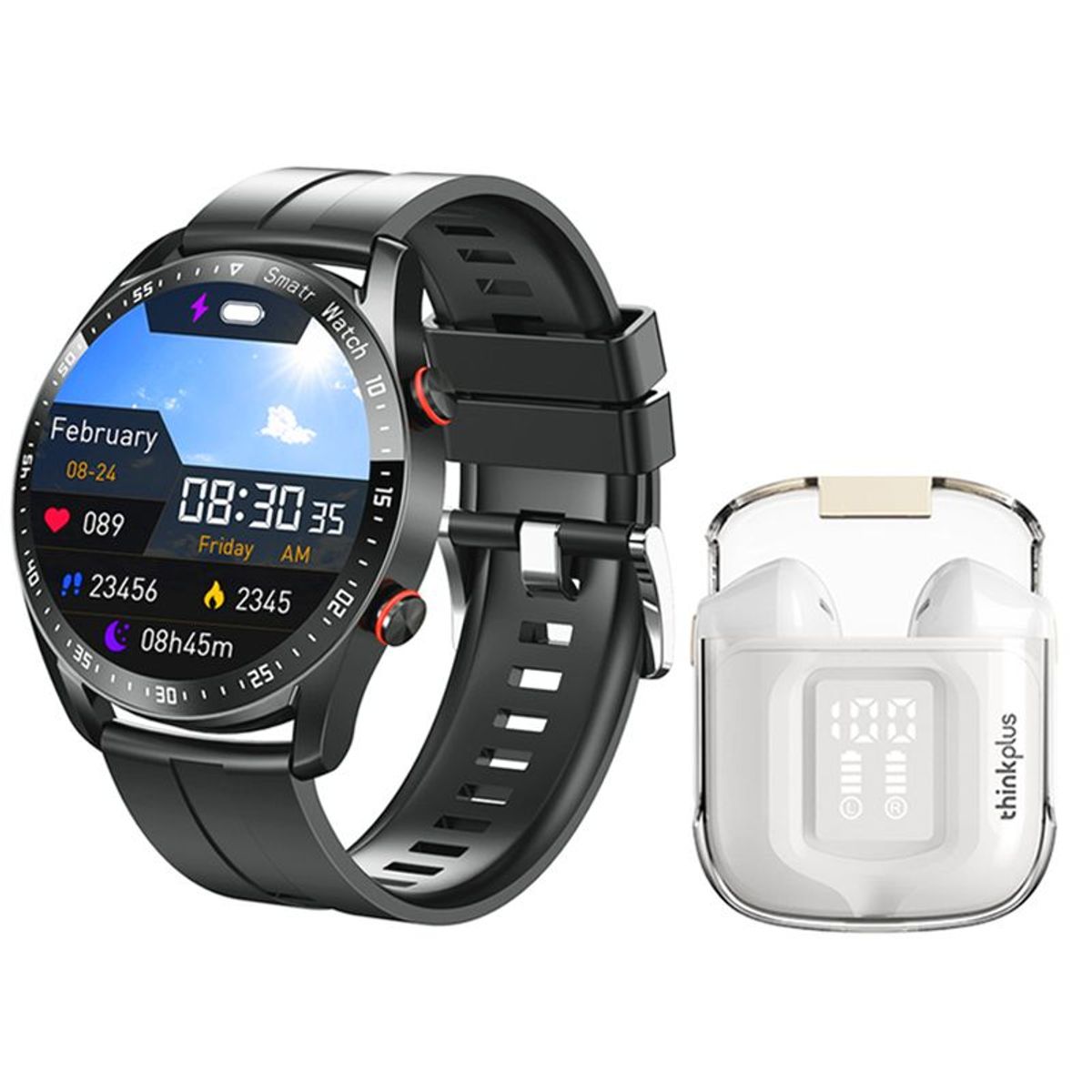 LENOVO - Lenovo LP6 Pro De Audífonos tws-Blanco y Toumi Watch GT-P-Negro