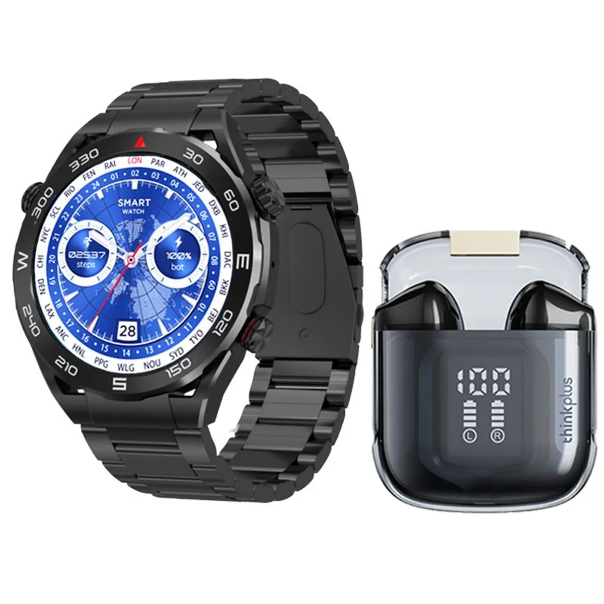 LENOVO - Lenovo LP6 Pro De Audífonos tws-Negro y Toumi Watch GS-K-Negro
