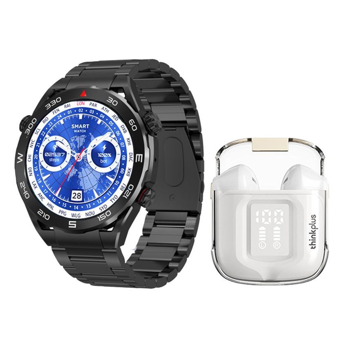 LENOVO - Lenovo LP6 Pro De Audífonos tws-Blanco y Toumi Watch GS-K-Negro