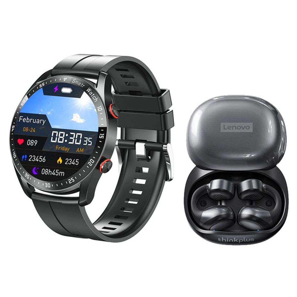 LENOVO - Lenovo X20 De Auriculares Tws-Negro y Toumi Smartwatch GT-X-Negro