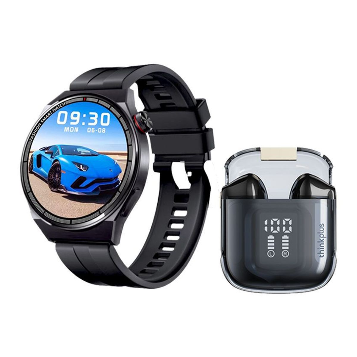 LENOVO - Lenovo LP6 Pro De Audífonos tws-Negro y Toumi Watch GT-P-Negro