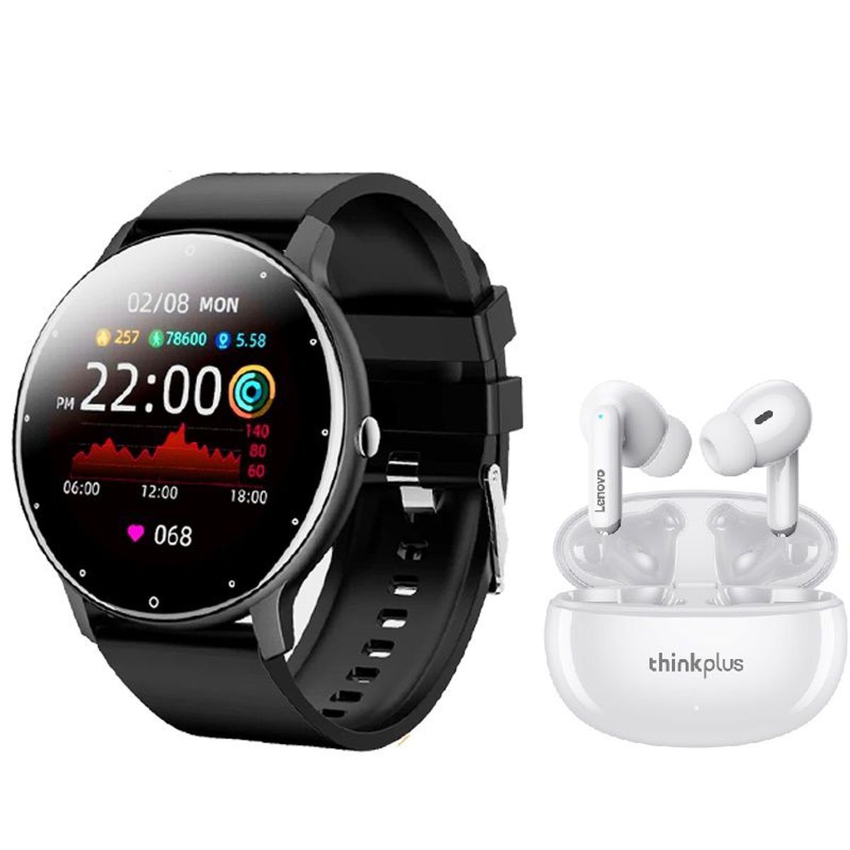 LENOVO - Audífonos Lenovo XT88 De Tws y Toumi Fit 2 watch Reloj inteligente