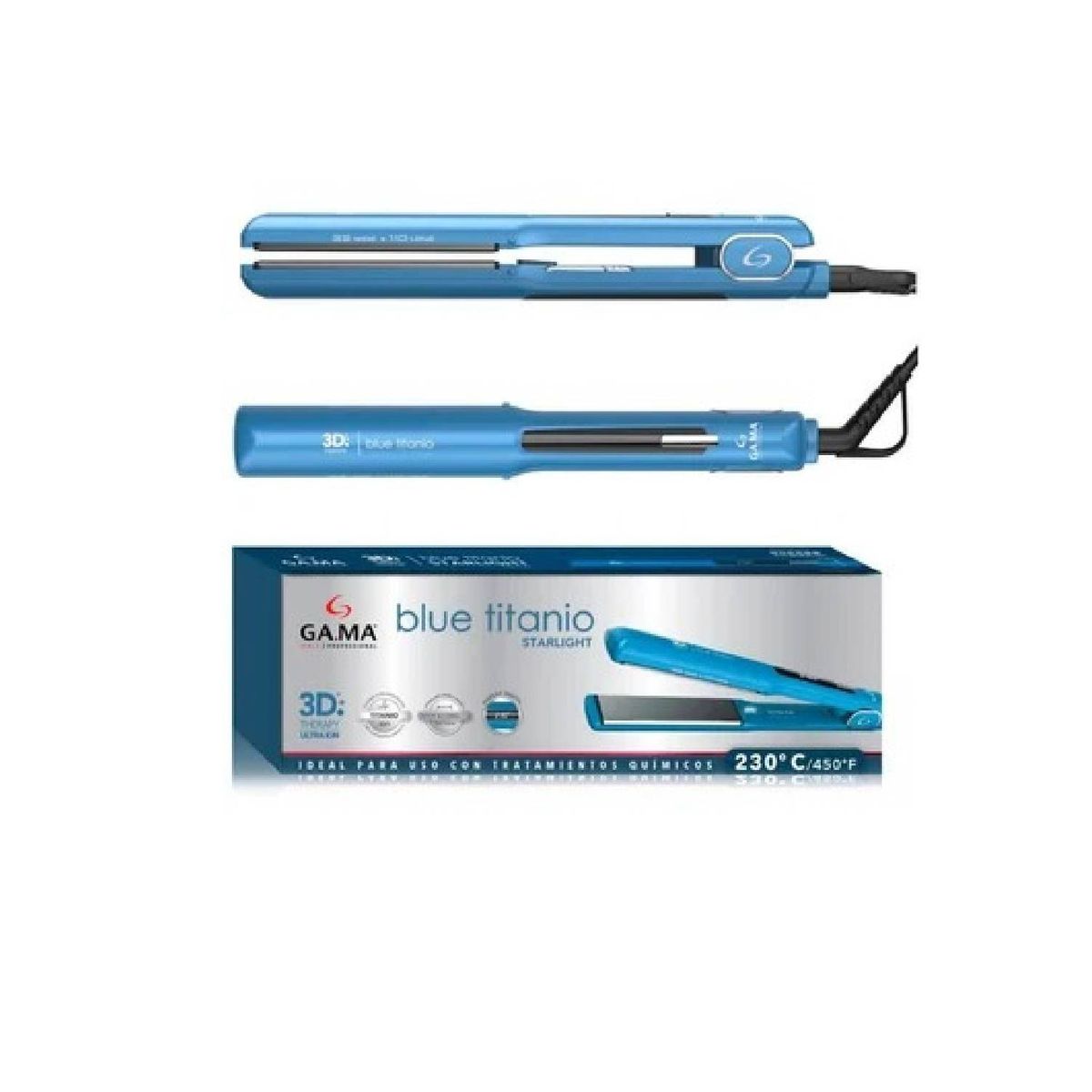 GENERICO - Plancha Alisadora Gama Blue Titanio Stralight 3D therapy Ultra terapy ION-DIGITAL