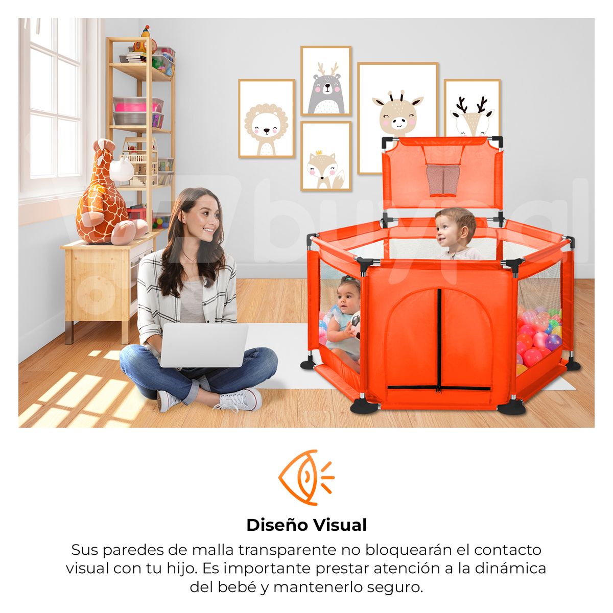 BABYPAL - Corral Bebé Con Canasta Básquet Azul