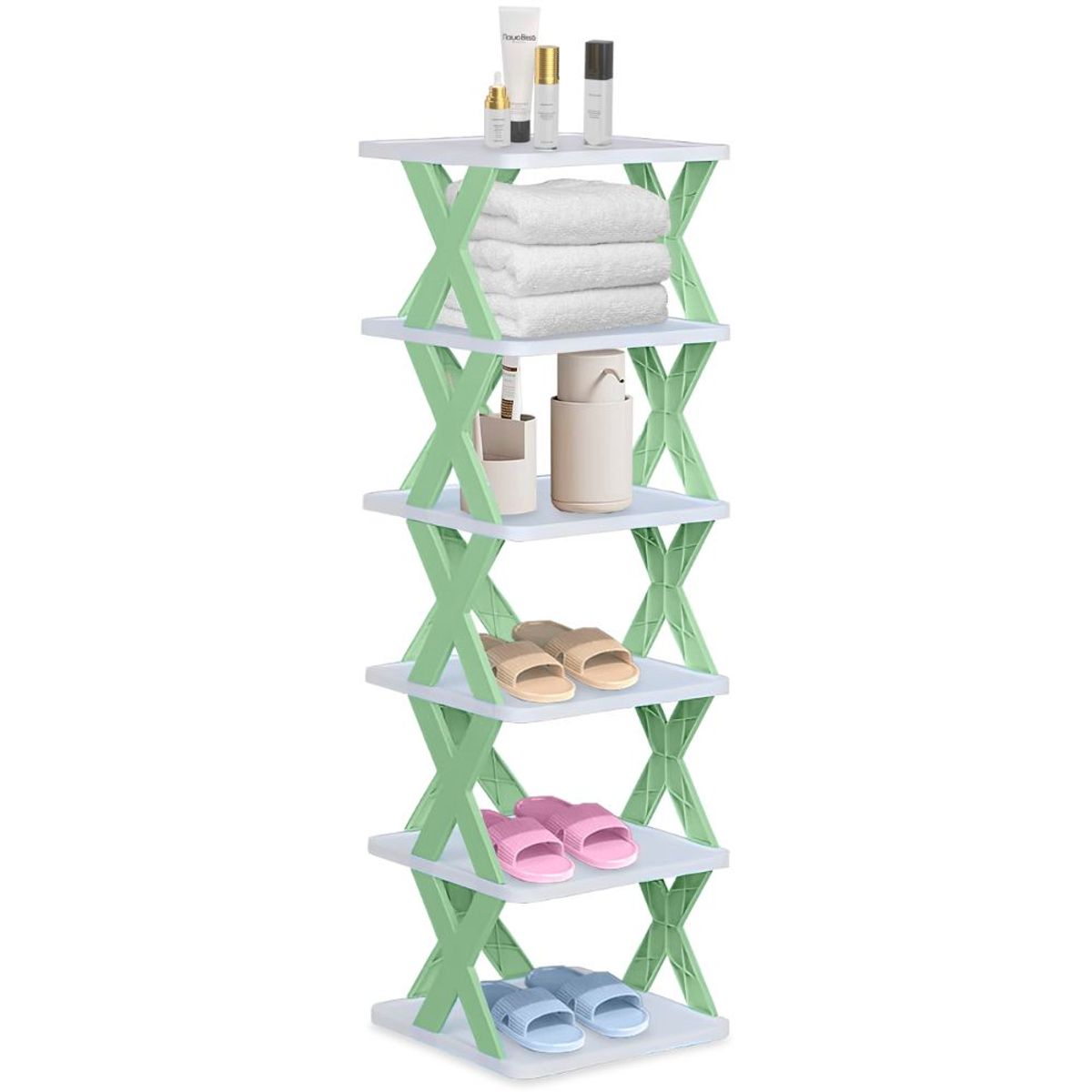 MINARI - Estante Organizador de Baño Toallas Accesorios 6 Pisos VD 20V