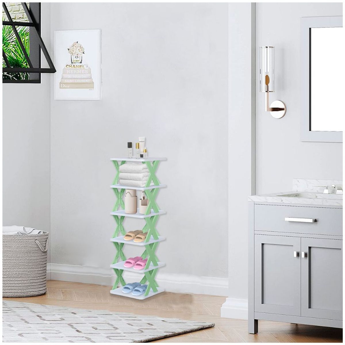 MINARI - Estante Organizador de Baño Toallas Accesorios 6 Pisos VD 20V