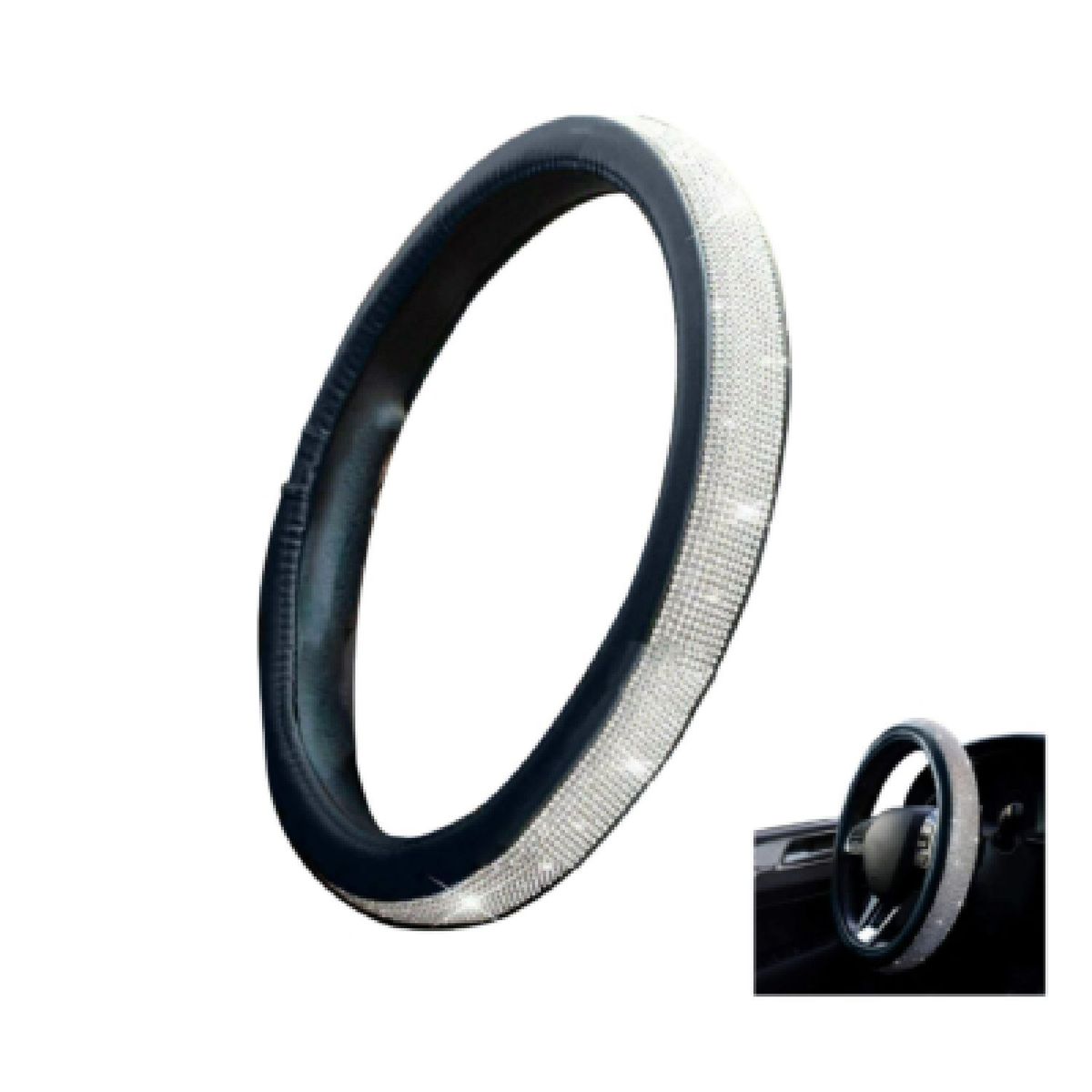 GENERICO - Funda De Timón De Auto Cuero Con Brillantes forro protector