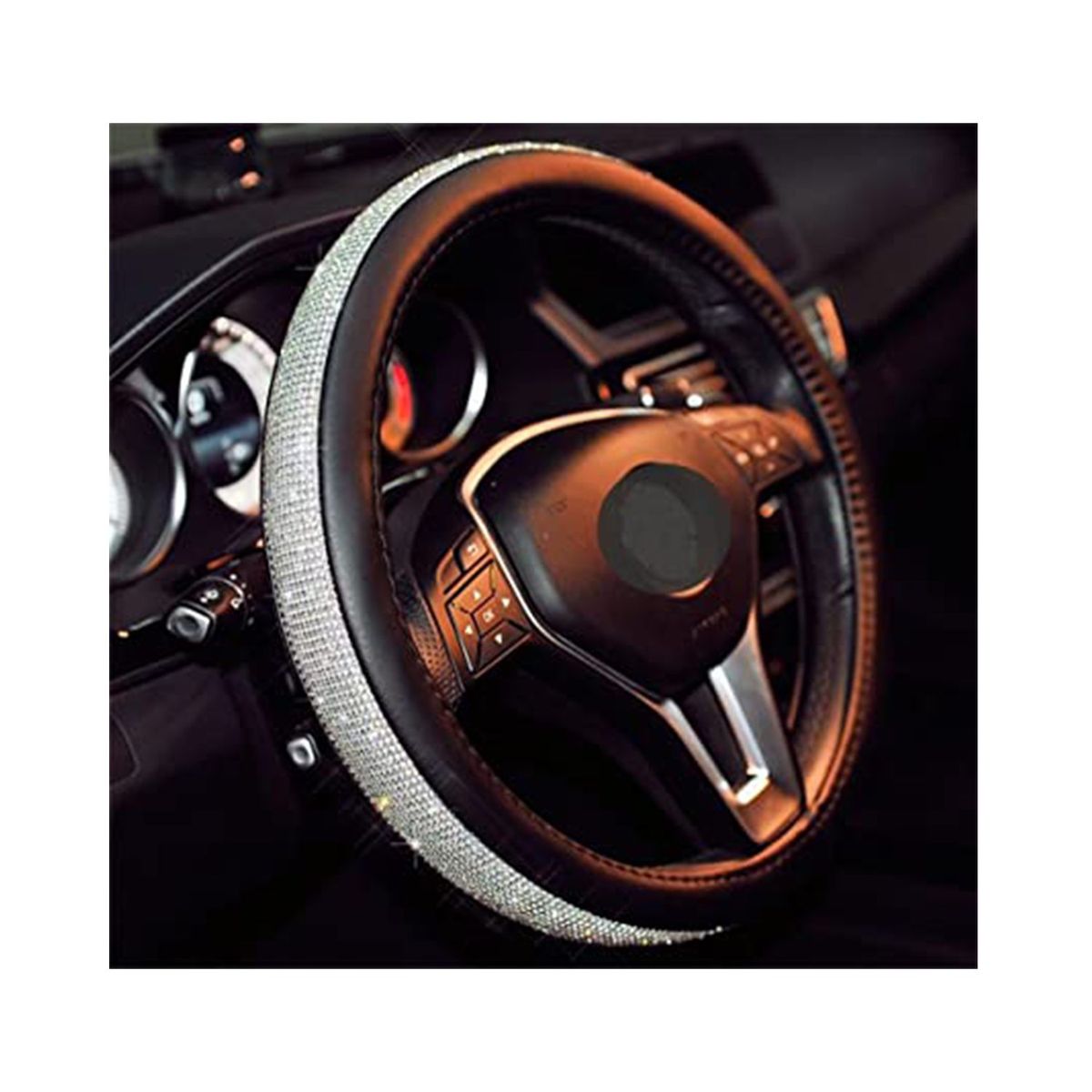 GENERICO - Funda De Timón De Auto Cuero Con Brillantes forro protector
