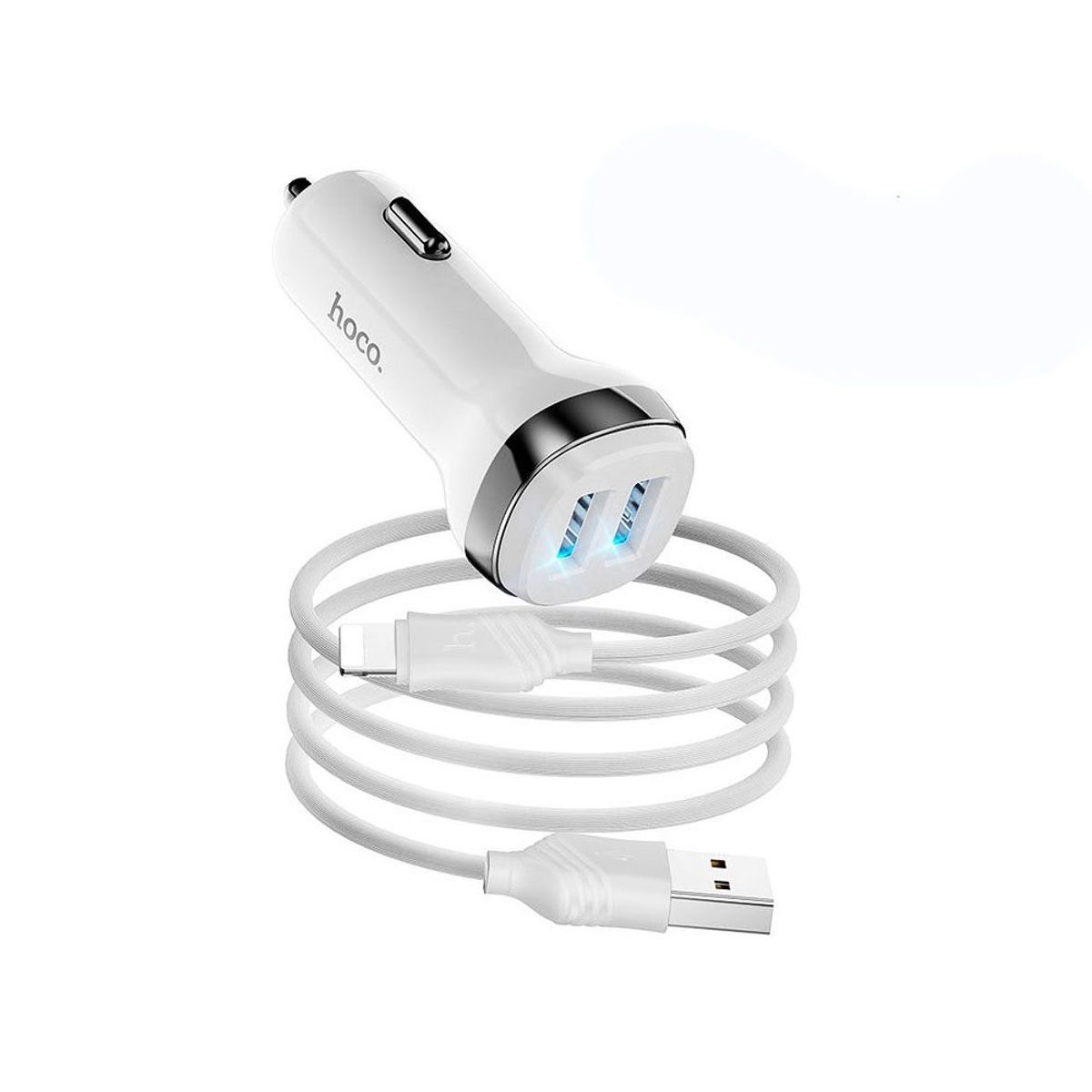 HOCO - Cargador para coche USB a Lightning Hoco Z40 Rápida Blanco De Calidad