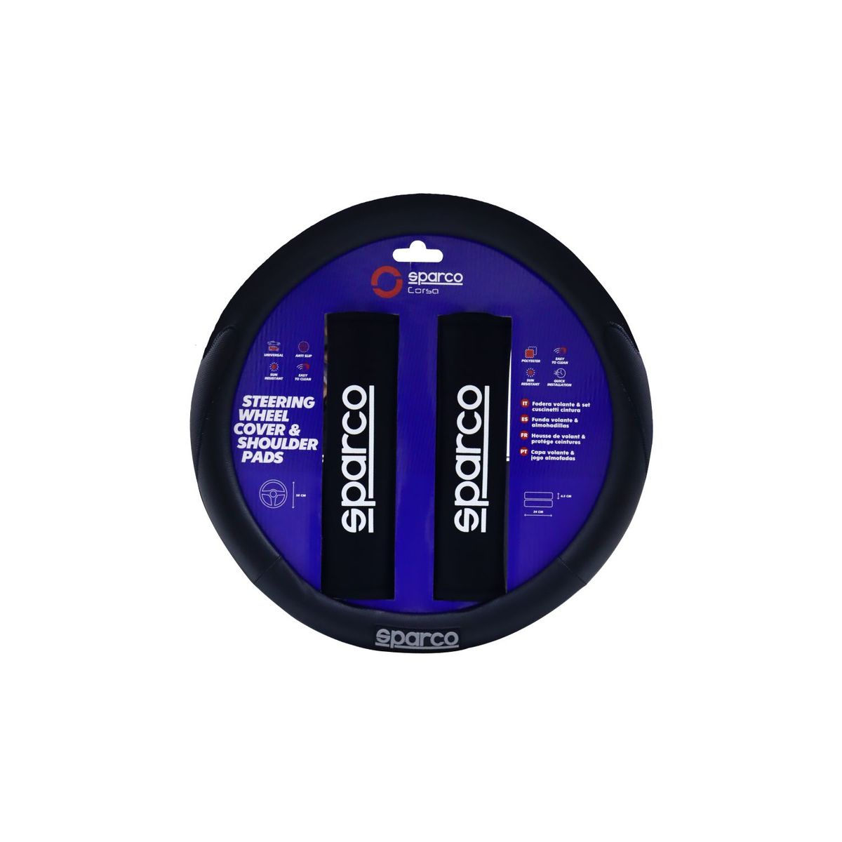 SPARCO - SET FUNDA DE TIMON PROTECTOR CINTURON SPC1116KBK SPARCO