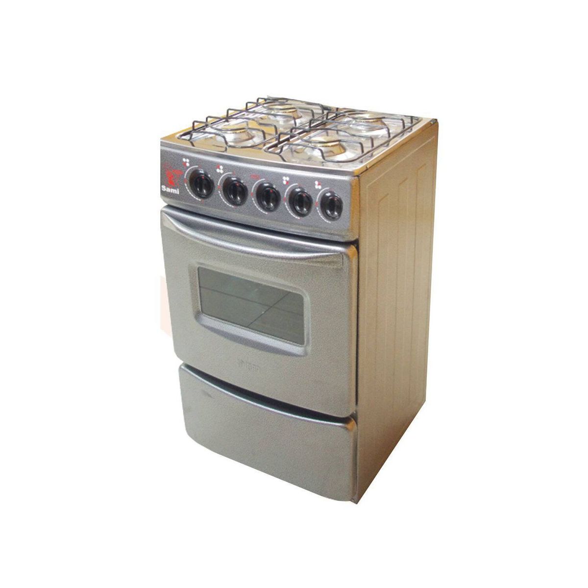 FADIC - Cocina Fadic con tapa de vidrio y horno sami 4h Gris  +Protector