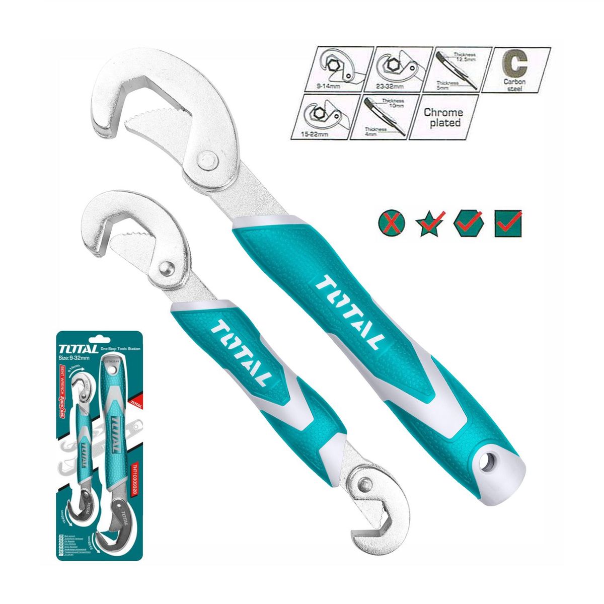 TOTAL TOOLS - JUEGO DE LLAVES AUTOAJUSTABLES PICO DE LORO 2PZS TOTAL - THT10309328