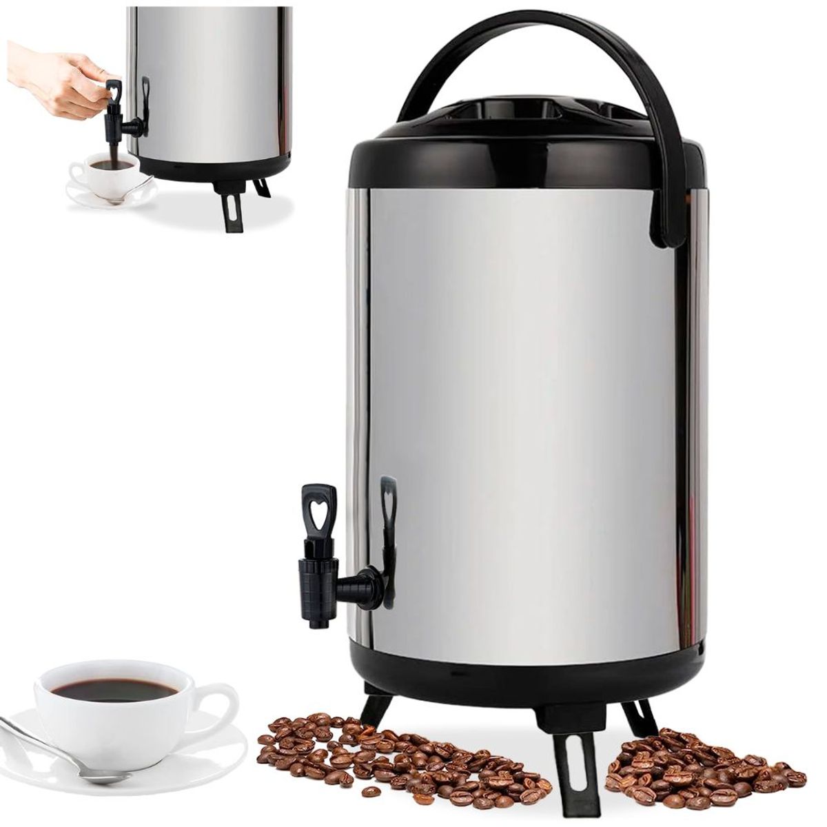 MINARI - Termo Dispensador Agua Caliente Portátil Acero Inoxidable 8 Litros T80