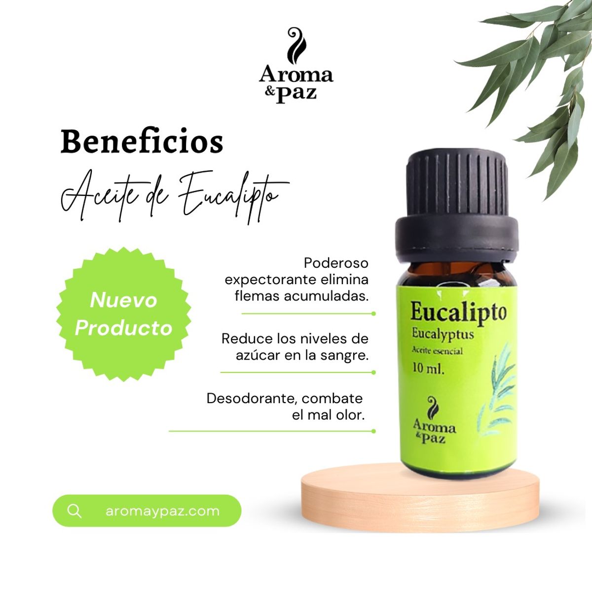 AROMA & PAZ - ACEITE ESENCIAL DE EUCALIPTO 10ML AP