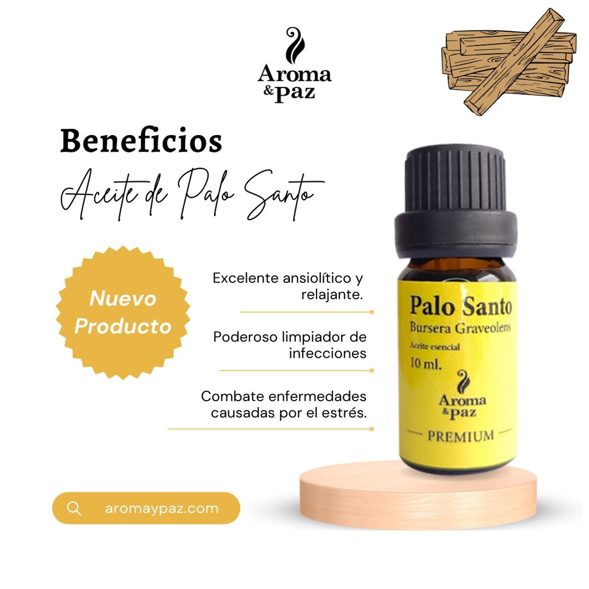 AROMA & PAZ - ACEITE ESENCIAL DE PALO SANTO AP 10ML