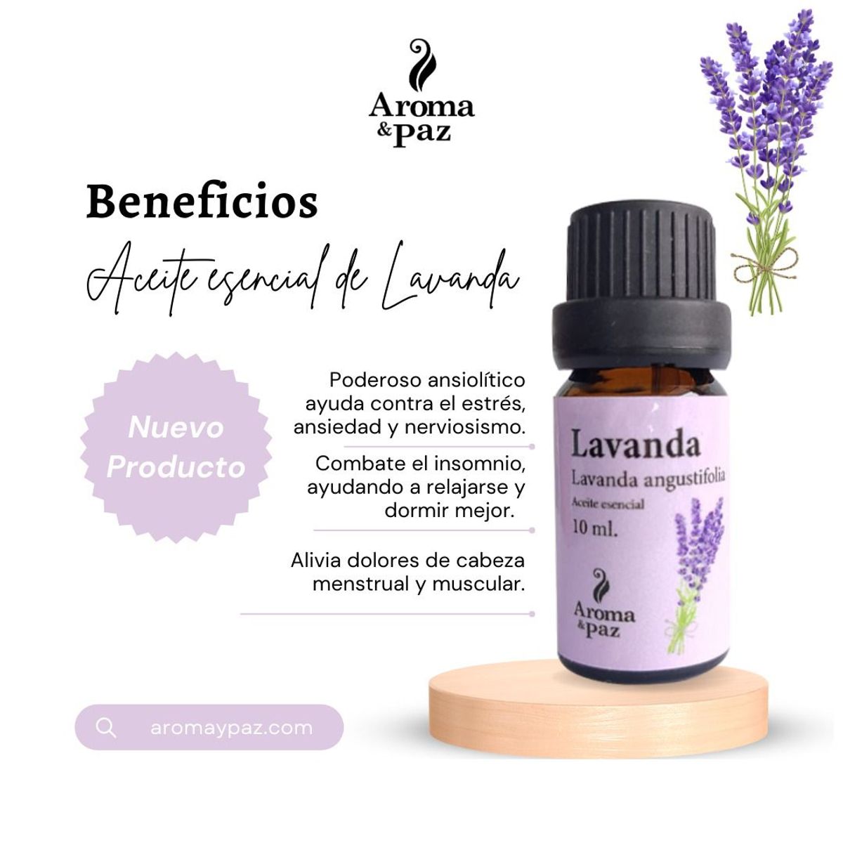 AROMA & PAZ - ACEITE ESENCIAL DE LAVANDA 10ML AP